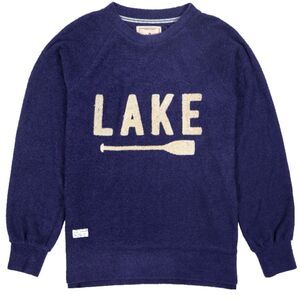 NEW Simply Southern Lake Oar Terry Crew Sweatshirt Women’s Size Small Navy Tan